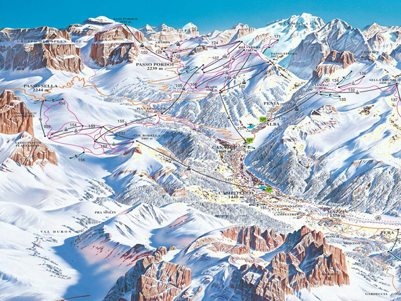 Mappa piste sci Canazei